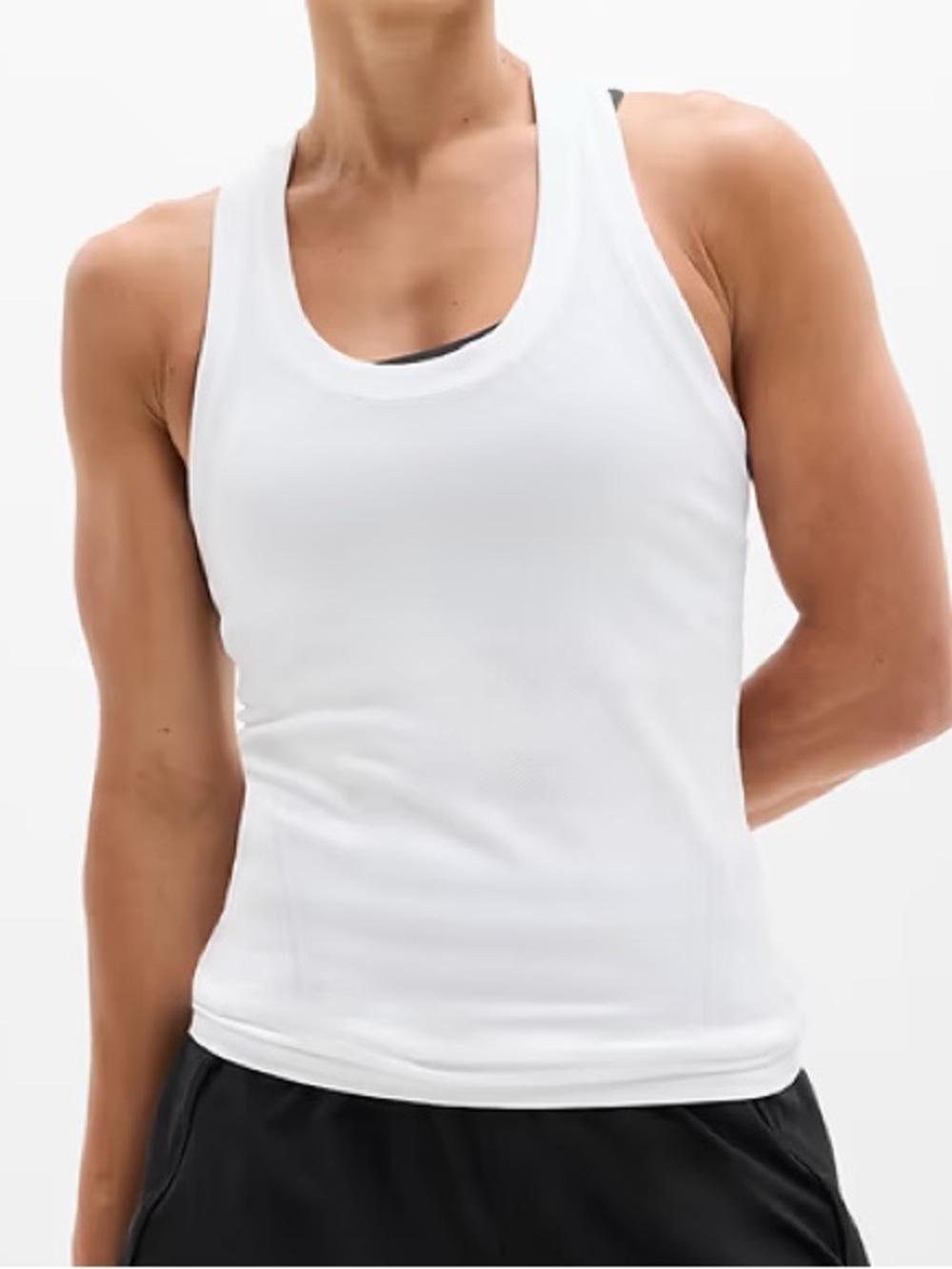 Athleta Momentum Seamless Tank White XL Stretch Racerback Tank Top Fitted